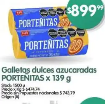 Supermercados Buenos Días Porteñitas galletas dulces azucaradas oferta