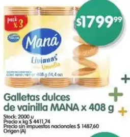 Supermercados Buenos Días Mana galletas dulces de vainilla oferta