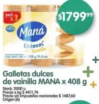 Supermercados Buenos Días Mana galletas dulces de vainilla oferta