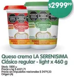 Supermercados Buenos Días La serenisima queso crema oferta