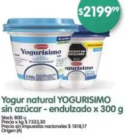 Supermercados Buenos Días Yogurisimo yogur natural sin azúcar - endulzado oferta