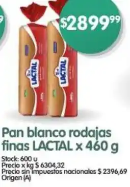 Supermercados Buenos Días Lactal pan blanco rodajas finas oferta