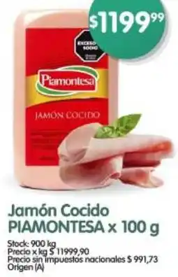 Supermercados Buenos Días Piamontesa jamón cocido oferta
