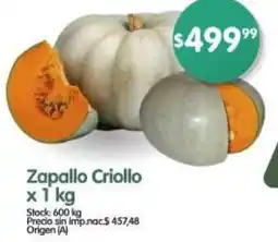 Supermercados Buenos Días Zapallo criollo oferta