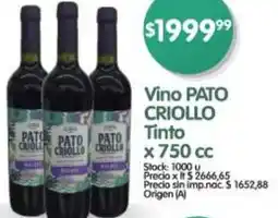 Supermercados Buenos Días Pato criollo vino tinto oferta