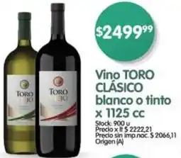 Supermercados Buenos Días Toro clásico vino blanco o tinto oferta