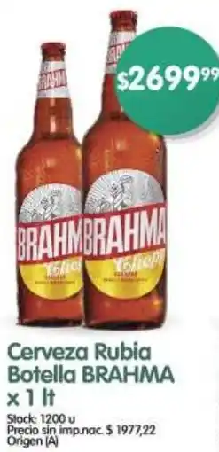 Supermercados Buenos Días Brahma cerveza rubia botella oferta
