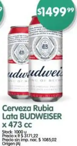Supermercados Buenos Días Budweiser cerveza rubia lata oferta
