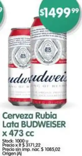 Supermercados Buenos Días Budweiser cerveza rubia lata oferta