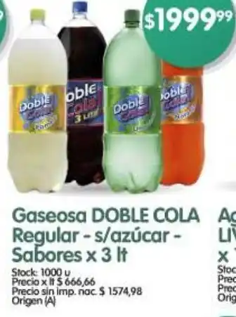 Supermercados Buenos Días Doble cola gaseosa regular-s/azúcar - sabores oferta