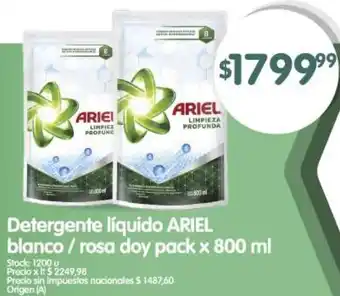 Supermercados Buenos Días Ariel detergente líquido blanco/rosa doy pack oferta