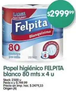 Supermercados Buenos Días Felpita papel higiénico blanco oferta
