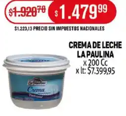 Makro La paulina crema de leche oferta