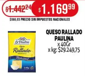 Makro Paulina queso rallado oferta