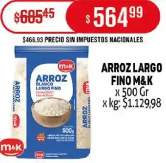 Makro Arroz largo fino m&k oferta