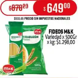 Makro Fideos m&k variedad oferta