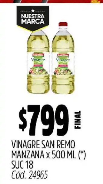 Supermercados Yaguar VINAGRE SAN REMO MANZANA x 500 ML oferta