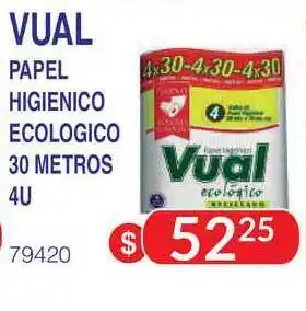 Vual Papel Higienico Ecologico 30 Metros 4u
