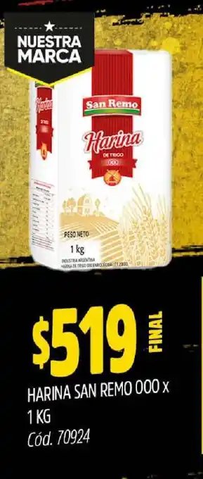 Supermercados Yaguar HARINA SAN REMO 000 x 1 KG oferta