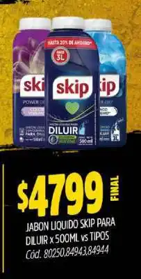 Supermercados Yaguar Jabón Líquido Skip para Diluir x 500ml oferta