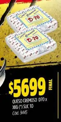 Supermercados Yaguar Queso Cremoso D70 oferta