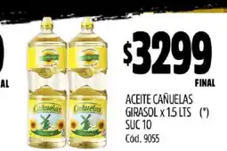 Supermercados Yaguar Aceite Cañuelas Girasol x 1.5 Lts oferta