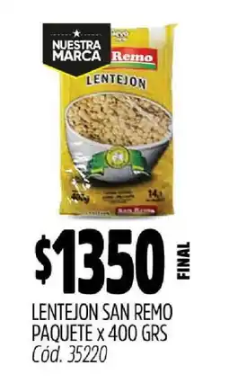 Supermercados Yaguar Lentejon San Remo Paquete x 400 grs oferta