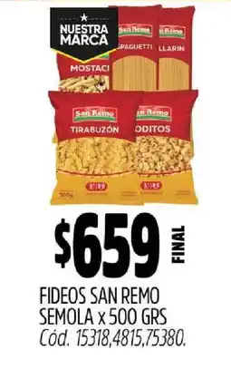 Supermercados Yaguar Fideos San Remo Sémola x 500 grs oferta