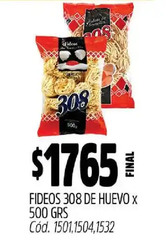 Supermercados Yaguar Fideos 308 de Huevo x 500 GRS oferta