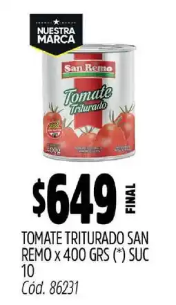 Supermercados Yaguar Tomate Triturado San Remo x 400 GRS oferta