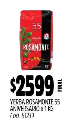 Supermercados Yaguar Yerba Rosamonte 55 Aniversario x 1 KG oferta