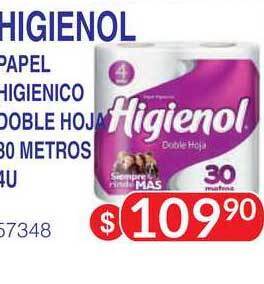 Masivos Higienol Papel Higienico Doble Hoja 30 metros 4u oferta