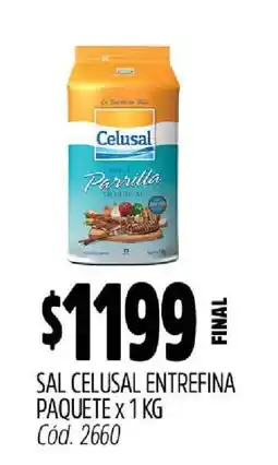 Supermercados Yaguar Sal Celusal Entrefina Paquete x 1 KG oferta