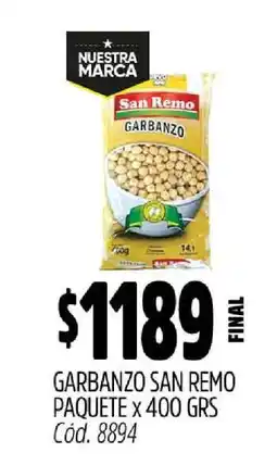 Supermercados Yaguar Garbanzo San Remo Paquete x 400 GRS oferta