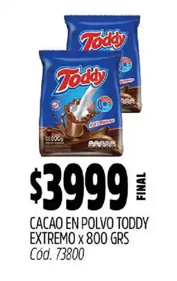 Supermercados Yaguar Cacao en Polvo Toddy Extremo x 800 grs oferta