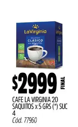 Supermercados Yaguar Cafe La Virginia 20 Saquitos x 5 GRS oferta