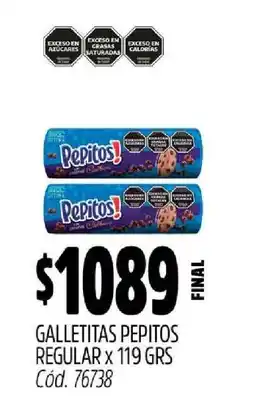 Supermercados Yaguar GALLETITAS PEPITOS REGULAR x 119 GRS oferta