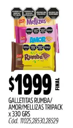 Supermercados Yaguar Galletitas Rumba/Amor/Mellizas Tripack oferta