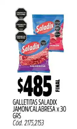 Supermercados Yaguar Galletitas Saladix Jamon/Calabresa x 30 GRS oferta