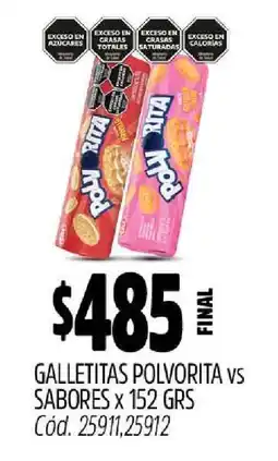 Supermercados Yaguar Galletitas Polvorita vs Sabores x 152 grs oferta