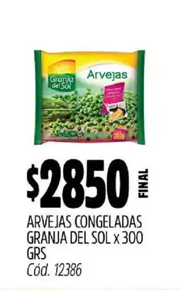 Supermercados Yaguar Arvejas Congeladas Granja del Sol x 300 grs oferta