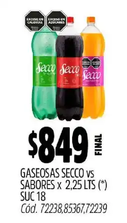 Supermercados Yaguar Gaseosas Secco vs Sabores oferta