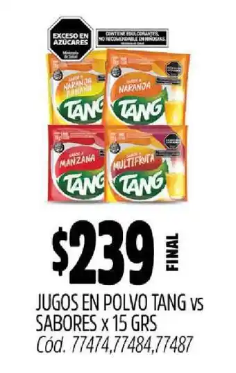 Supermercados Yaguar JUGOS EN POLVO TANG vs sabores oferta