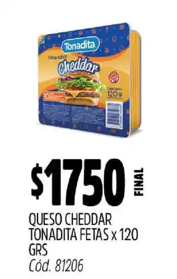 Supermercados Yaguar QUESO CHEDDAR TONADITA FETAS X 120 GRS oferta