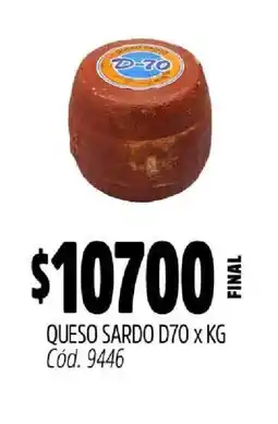 Supermercados Yaguar Queso Sardo D70 x KG oferta