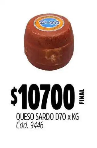 Supermercados Yaguar Queso Sardo D70 x KG oferta