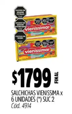 Supermercados Yaguar SALCHICHAS VIENISSIMA x 6 UNIDADES oferta
