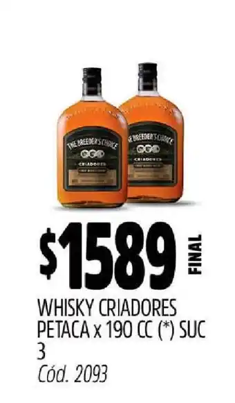 Supermercados Yaguar Whisky Criadores Petaca x 190 CC oferta