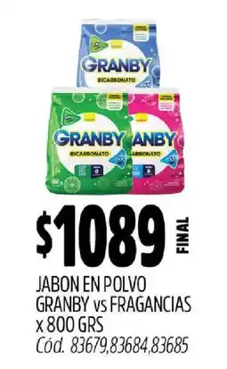 Supermercados Yaguar Jabón en Polvo Granby vs Fragancias oferta