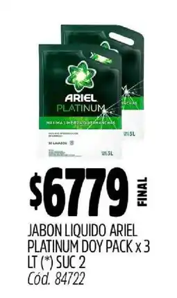 Supermercados Yaguar Jabon Liquido Ariel Platinum Doy Pack x 3 LT oferta